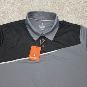 New Elevate Mens XL Grey Black Colorblock Dell EMC Performance Golf Polo Shirt